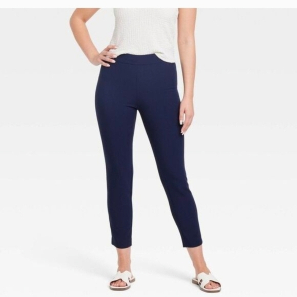 A New Day Women's Long High-Rise Skinny Ankle Pull-On Pants, Navy Size 10